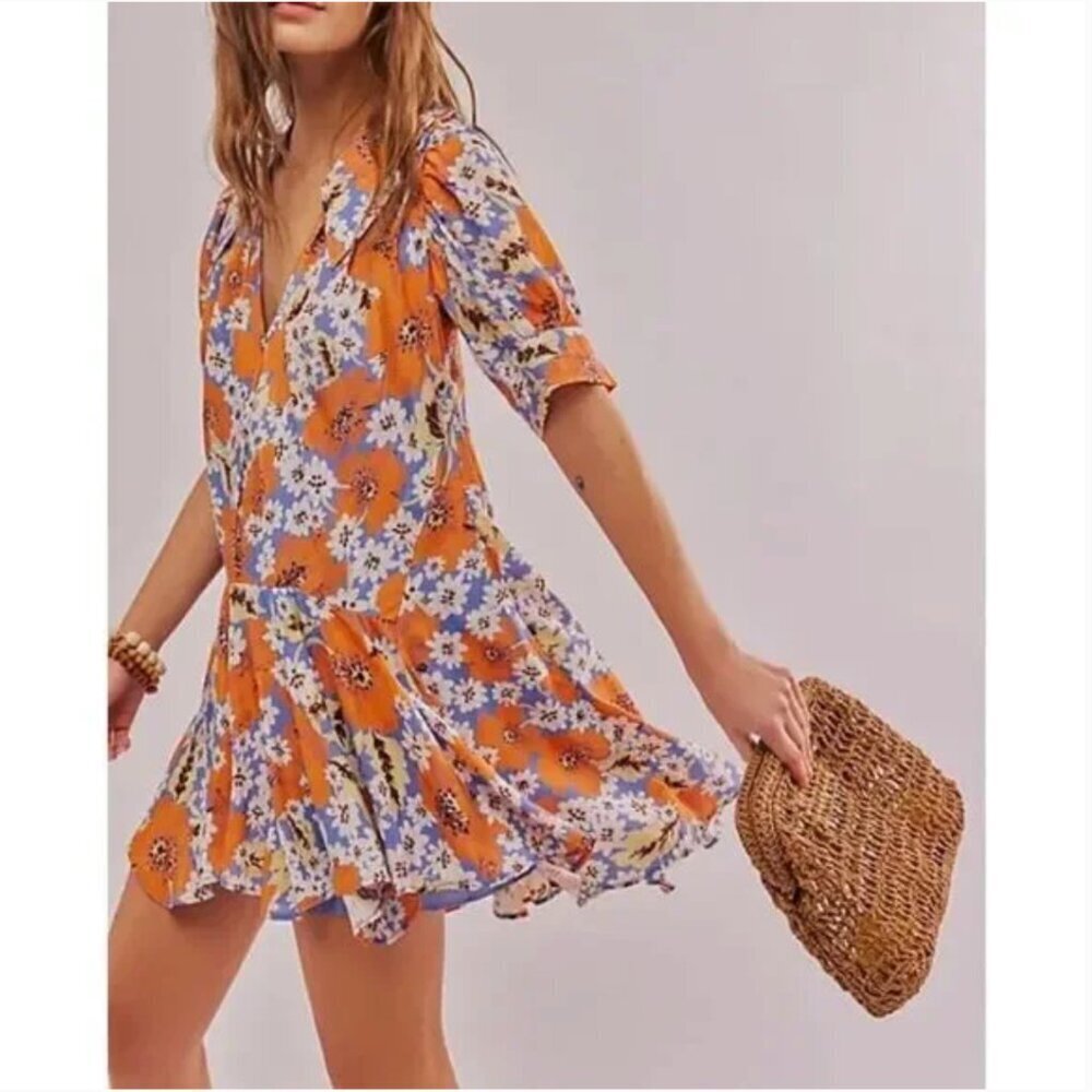 Free People NEW Sugar Crush Dress in Cobalt Combo - XS